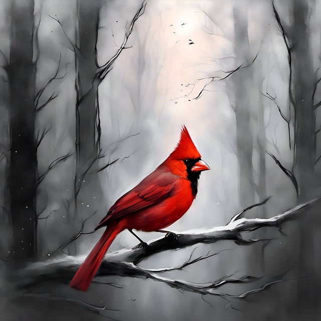 Dream of a red bird guiding you through a forest