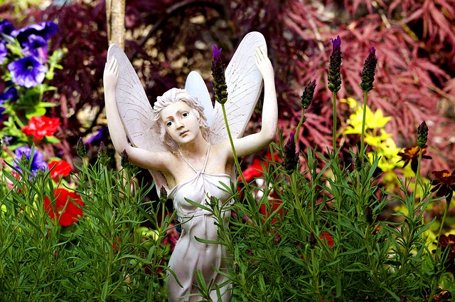 Angels in a serene garden