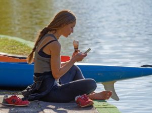 Eating Ice Cream Alone in a Peaceful Setting