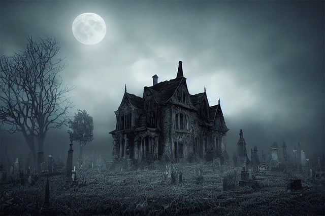  Haunted house with creaking doors and chilling echoes