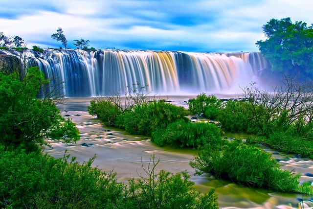 A Waterfall with Vivid Colors