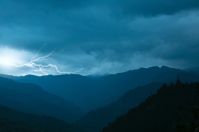 Lightning Over a Mountain Peak