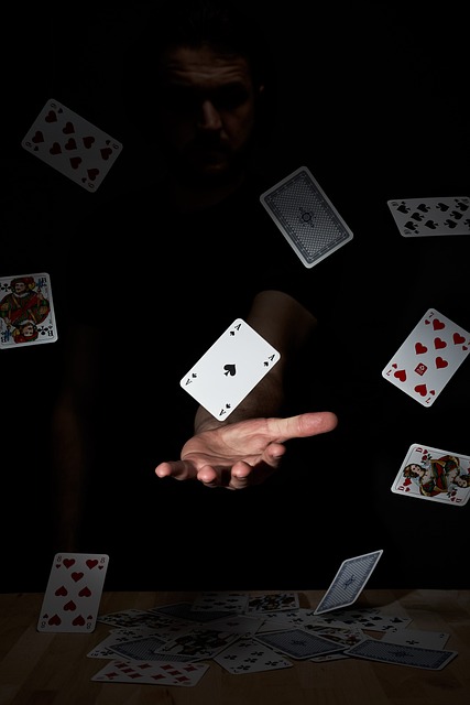 Playing Cards Alone in a Dimly Lit Room