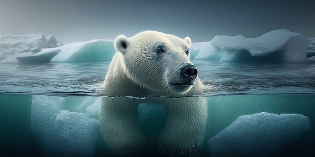  Polar Bear Swimming in Icy Waters