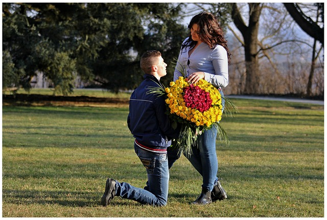 Proposal in a Colorful Garden