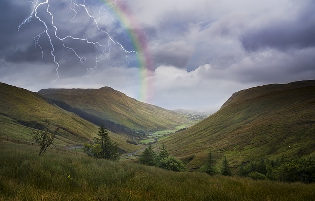 Rainbow Appearing After Lightning