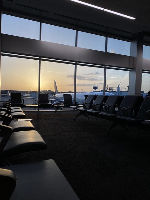 Witnessing a Beautiful Sunset from the Airport Window