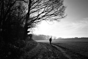 Walking Through a Black and White Landscape