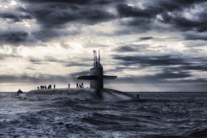 Submarine in a Stormy Sea